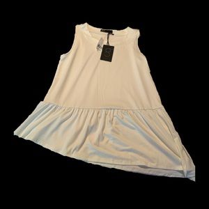 Gibson Asymmetrical Ruffled Hem Sleeveless Relaxed Fit White Top Blouse …